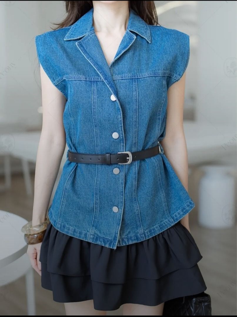 Denim Coords Set PEONY (Category: Sets or Coordinates) located in Manila. Submitted by PureWonder_Shop (Listing ID 1393232255, Image 2). Description: Peony Denim Coordinates/Set ✨ Premium coords Size: Medium Denim Top 💙 Length: 24" Bust: 33-34 Skirt 💙 Length: 15" Waistline: 27-28 Hip: 37-38 Set includes the belt +SF 🧁 .