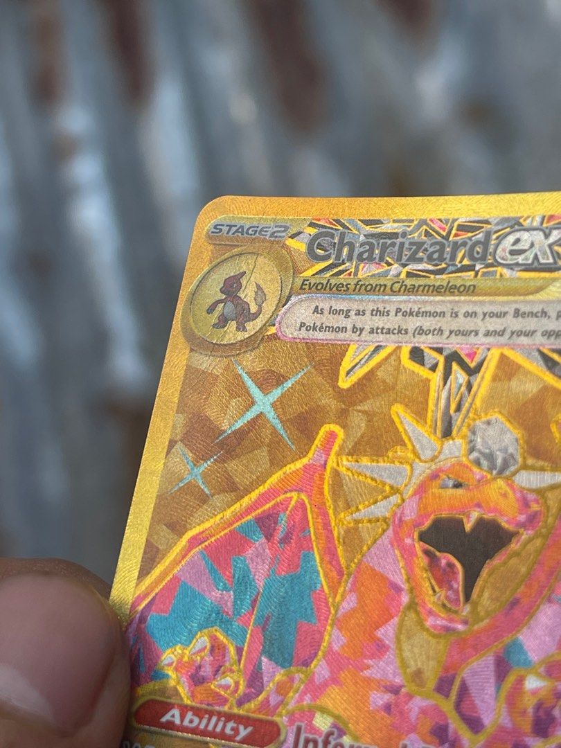 pokemon card charizard obsidian flames (Category: Raw Singles) located in Manila. Submitted by kwwvjv7zcw85597 (Listing ID 1393107733, Image 3). Description: may crease ng konti kita sa pic yung details.