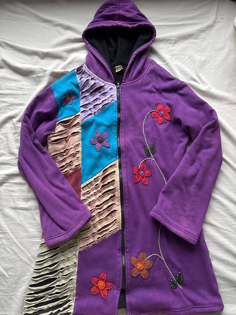 Purple Patchwork Jacket (Category: Coats, Jackets and Outerwear) located in Singapore. Submitted by lastbluespring (Listing ID 1393164232, Image 1). Description: ptp 45cm length 80cm.
