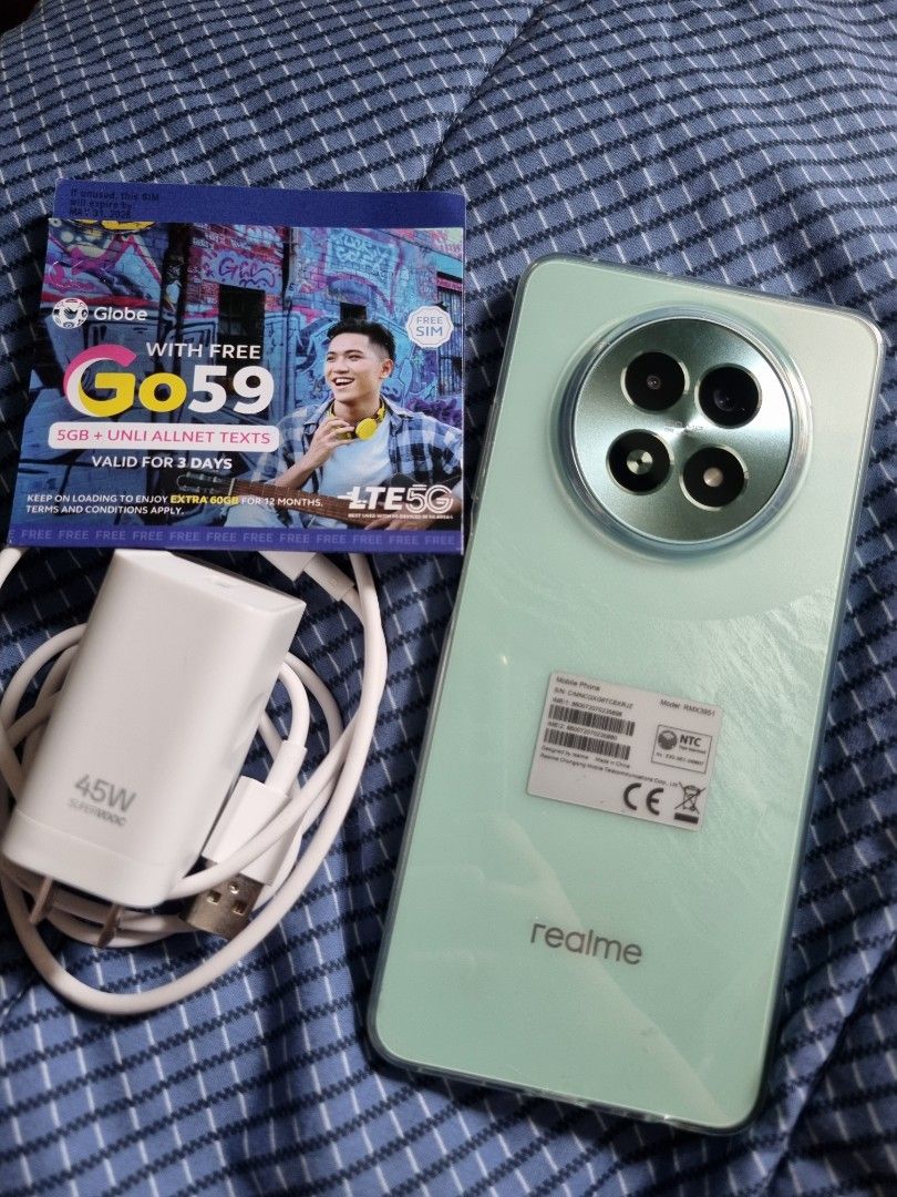 Realme 13 5g (Category: Realme) located in Manila. Submitted by coolriver-b71c (Listing ID 1393186717, Image 1). Description: Bought it from Compasia for 10,950 Only had it for a week Already has screen protector, and jelly case. Will include charger, cable, and unopened sim that came with it. RFS: change of mind Loc. Malate.