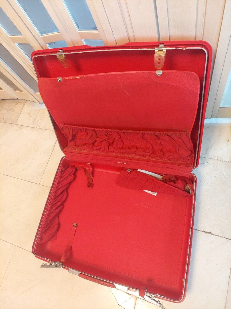 SAMSONITE-Vintage Saturn Red Hard Shell Luggage 25” Suitcase (Category: Luggage) located in Quezon City. Submitted by every2nd_counts (Listing ID 1393072397, Image 3). Description: Very rare piece. Travel in timeless elegance with this collectible Red Samsonite Saturn hard shell suitcase. This luggage is in good vintage condition with signs of wear. There are some minor scuffs here and there on the exterior..