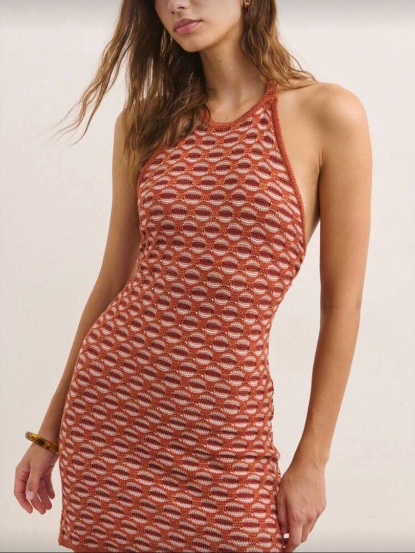 Shein Crochet Halter Mini Dress (Category: Dresses) located in Angeles City. Submitted by raffy13_ (Listing ID 1393115096, Image 3). Description: Worn one, fits up to small When worn pic model is 5’1 for reference.