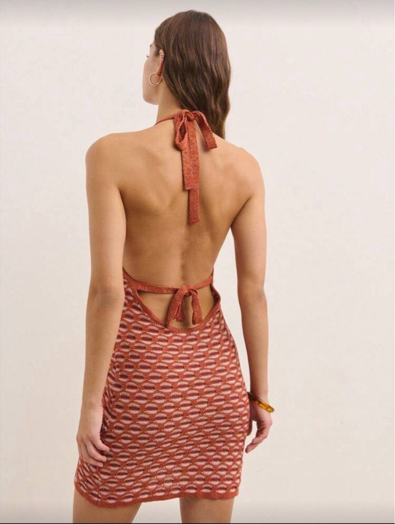 Shein Crochet Halter Mini Dress (Category: Dresses) located in Angeles City. Submitted by raffy13_ (Listing ID 1393115096, Image 2). Description: Worn one, fits up to small When worn pic model is 5’1 for reference.