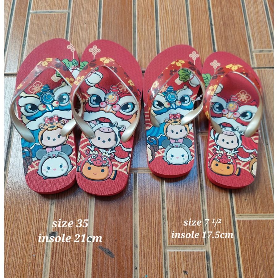 size 28 35 NEW sandal jepit anak barongsai shio tsum tsum merah lucu  imlek CNY