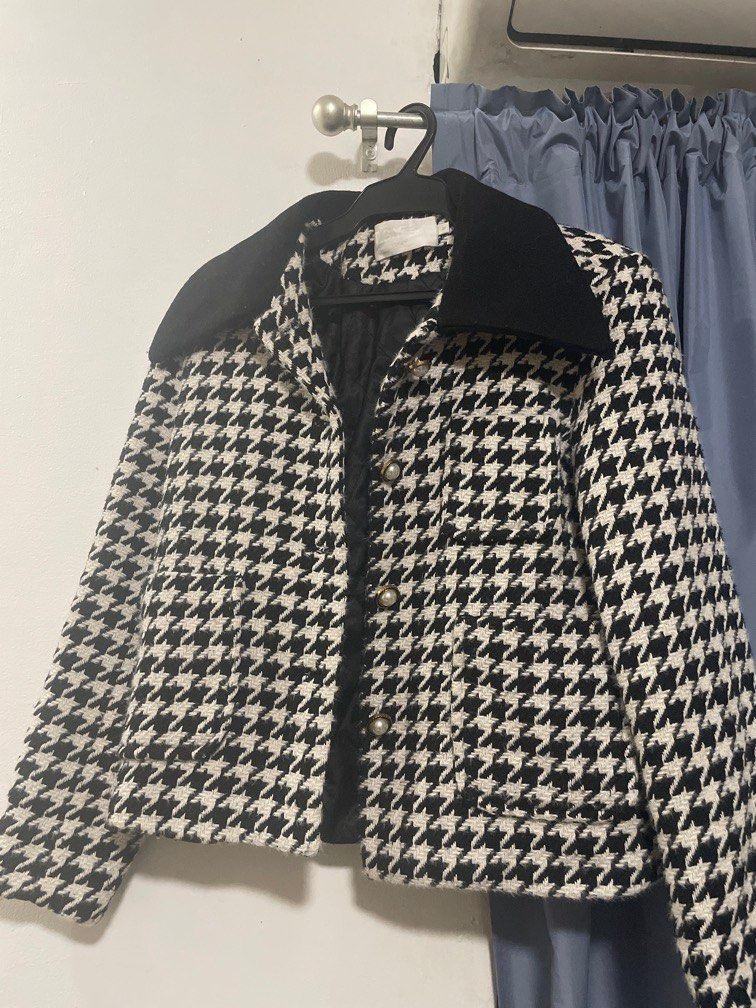 Tweed Houndstooth Coat (Category: Coats, Jackets and Outerwear) located in Cainta. Submitted by preloveddeclutterr (Listing ID 1393242159, Image 1). Description: Bust: 36 (Small) Length: 50 Bought for ₱1500 Thick, good for cold weather Used twice only. Complete buttons - no flaw..