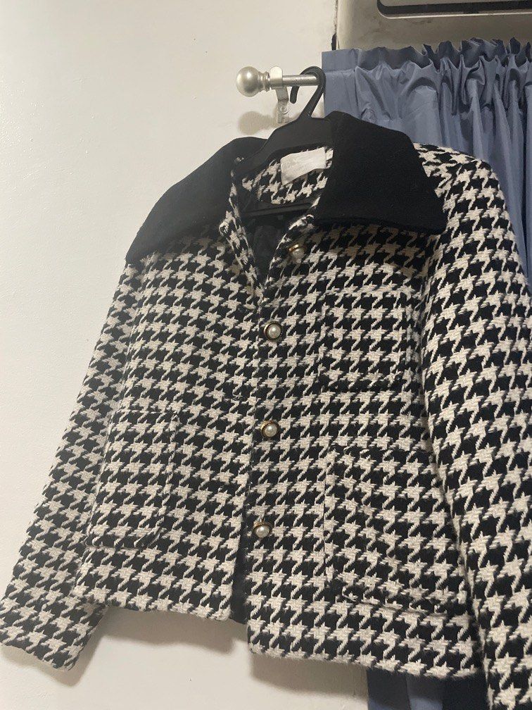 Tweed Houndstooth Coat (Category: Coats, Jackets and Outerwear) located in Cainta. Submitted by preloveddeclutterr (Listing ID 1393242159, Image 3). Description: Bust: 36 (Small) Length: 50 Bought for ₱1500 Thick, good for cold weather Used twice only. Complete buttons - no flaw..