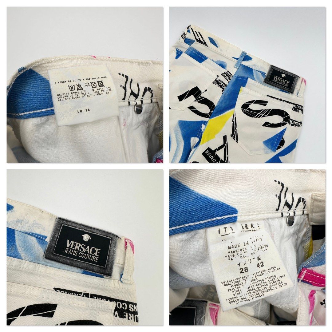 Versace (Category: Jeans) located in Manila. Submitted by draftdrops (Listing ID 1393125383, Image 3). Description: • All over design and Excellent Condition • Waistline: 28” • Length: 40” • Leg Opening: 8” .