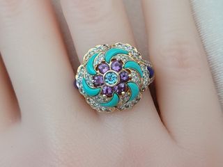 18KY 天然彩色寶石鑽石戒指64208116777729110
