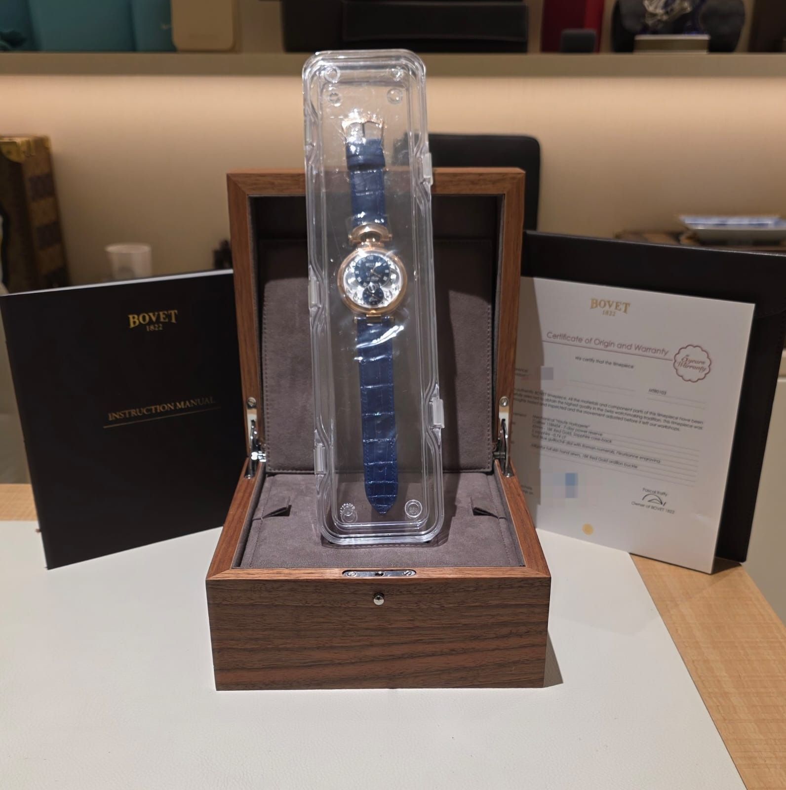 Bovet 19 Thirty Ivory Blue Guilloché Dial Rose Gold, NTR0103