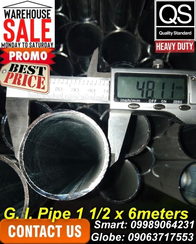 G.I. Pipe 1 1/2 x 6meters S20 11 kilos Scaffolding Pipe Fence Tube ...