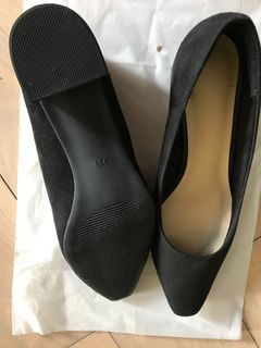 日本GU37碼高貴黑色麂皮中高踭鞋 見工 演奏 晚裝宴64206384158337110