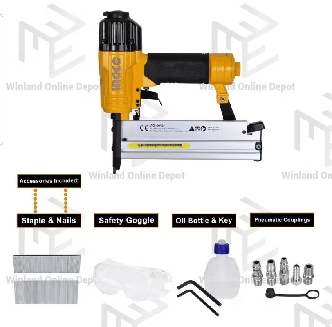 INGCO Original 2 in 1 Combo Air Brad Nailer Gun, Commercial ...