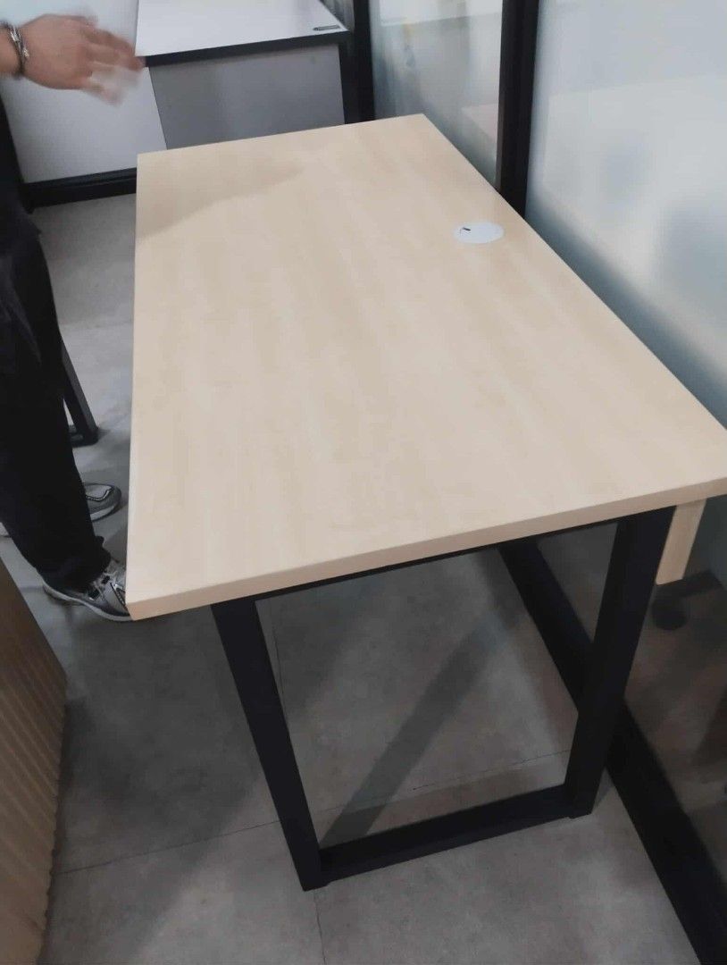 Office Desk 25mm Thickness Top table With cable wire (Category: Office Furniture & Fixtures) located in Manila. Submitted by waynedie1672256 (Listing ID 1393286376, Image 3). Description: - Maple Light Color TOP table - Black metal legs+Tubular+Makapal - Cable management port - Sturdy and spacious work surface - Modern design - Suitable for office or home use HEAVY DUTY OFFICE TABLE 25MM THICKNESS TOP TABLE SIZES AVAILABLE: 80X60X75 100X60X75 120