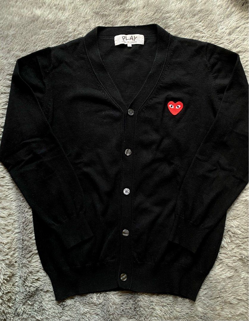 Play CDG Comme des Garcons Cardigan Knit Black Authentic Japan