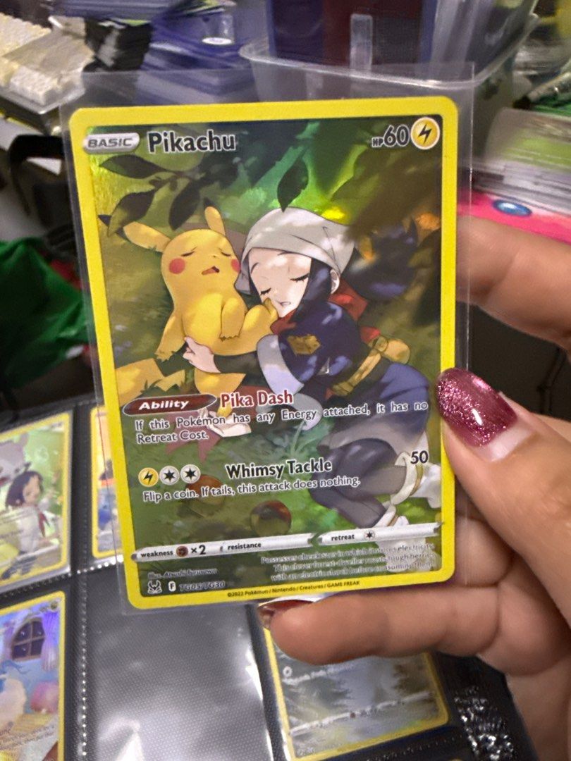 Pokemon TCG Pikachu & Trainer Card, Hobbies & Toys, Toys & Games on  Carousell
