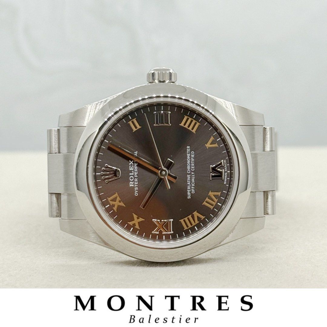 Pre-owned Rolex 31MM Oyster Perpetual 177200 Dark Grey Roman Dial (AN)(2018) (Category: Watches) located in Singapore. Submitted by montresbalestier (Listing ID 1393277380, Image 1). Description: Please follow us for updates on our latest watches! Brand: Rolex Model: Oyster Perpetual Reference: 177200 Size: 31MM Material: Stainless Steel Dial: Dark Grey Roman Condition: like new , watch and cert Warranty: Dated AN Series , September 2018 (comes w