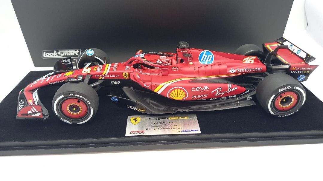 Bburago Ferrari Formule 1 2024 Modèle Réduit Ferrari SF-24 Charles Leclerc # 16 – GP Monaco 2024 | Échelle 1:43 | Licence Officielle Ferrari | Cadeau Collection Ferrari F1