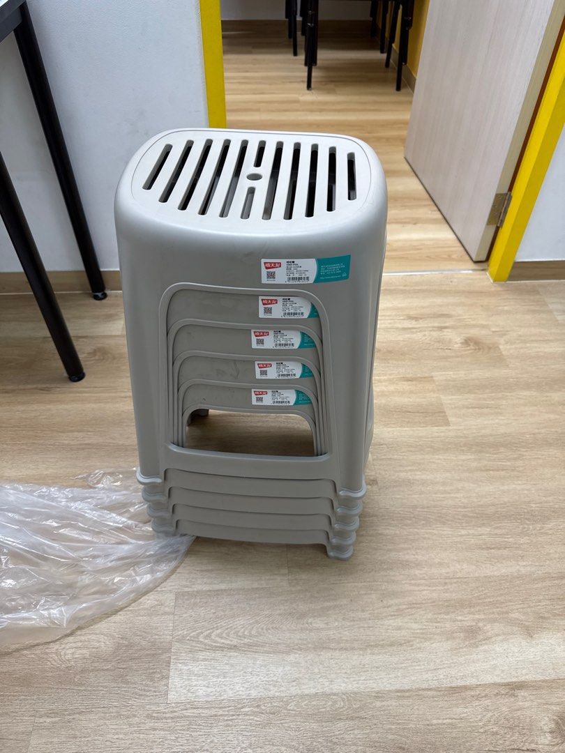 Stackable Plastic Stool - Grey (Category: Chairs) located in Singapore. Submitted by wendyyang1982 (Listing ID 1393384952, Image 1). Description: - Stackable plastic stool - Perfect for extra seating - Doubles as a step stool - Easy to clean - Easy to store - Suitable for home or office use - Sturdy and durable.