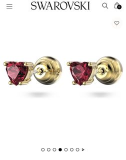 Swarovski Chroma 施華洛世奇 耳環 耳釘 心形 紅色 鍍金色 小禮物 earrings Heart, Red, Gold-tone plated 64211550287617110