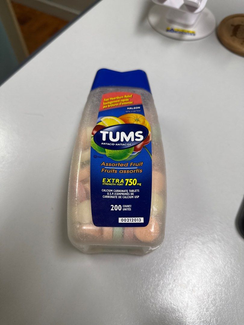 TUMS calcium carbonate tablets (Category: Health Food, Drinks & Tonics) located in Manila. Submitted by goldshekels250901 (Listing ID 1393294431, Image 2). Description: Original TUMS for your acidic tummies! Tried to take 3-5pcs but my tummy really doesn’t like the taste of it. Do ‘t want to put this go waste so am selling for cheaper price..