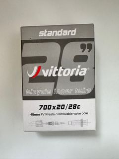 Vittoria Standard Butyl Inner Tubes - 700c X 20/28, Presta Valve 48mm, 0.9mm Thick For Road & Track Bikes