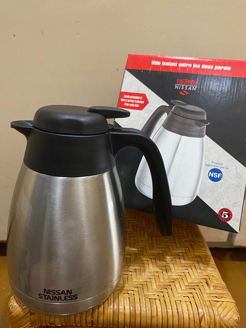 1 liter Hot & Cold Stainless Pitcher - Thermos (Category: Water Bottles & Tumblers) located in Muntinlupa City. Submitted by hollieberrygirl (Listing ID 1393452614, Image 1). Description: Nissan Stainless Thermos Pitcher w/ Gloria Jeans logo for hot and cold Complete with box, plastic and brochures Purchased for ₱2,498 Selling for ₱1,985 SF c/o buyer NO RETURN NO EXCHANGE.