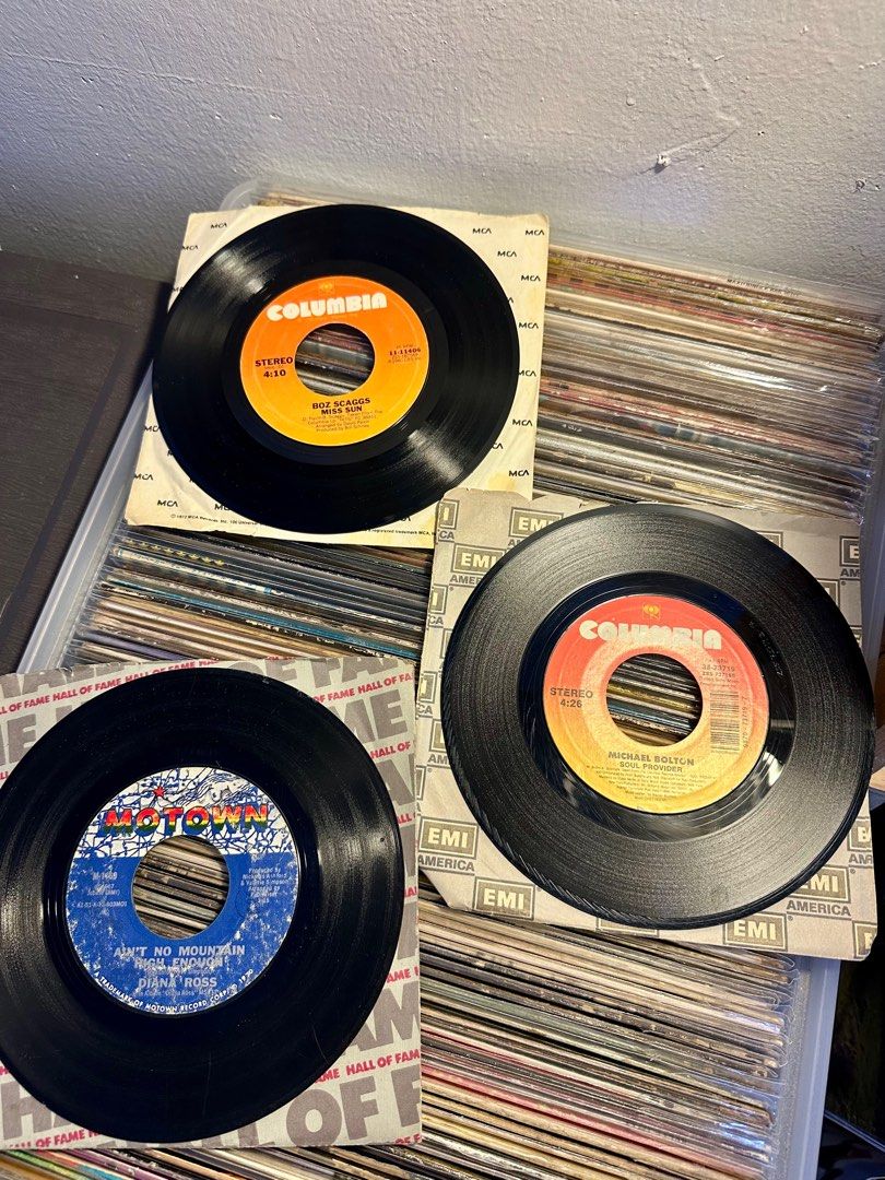 7” Records (Category: Vinyls) located in Makati City. Submitted by pitsrecords (Listing ID 1393567131, Image 1). Description: [7”] Mis Sun - Boz Scaggs Cover / Label : VG+ Media : VG+ - VG++ P200 [7”] Soul Provider - Michael Bolton Cover / Label : VG+ Media : VG+ - VG++ P200 [7”] Ain’t No Mountain High Enough - Diana Ross Cover / Label : VG+ Media : VG+ P150.
