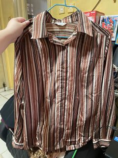 Moving house clearance vintage $100/3⚡️ Retro dark pattern striped shirt64224419891586110