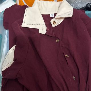 紅色薄身長袖連身長裙64222391791362110