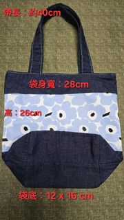 雙面 藍色花卉牛仔布手提袋64194533731203110