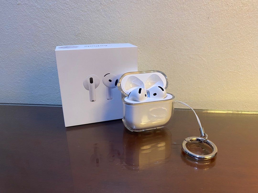 AirPods 4 (Category: Headphones & Headsets) located in Pasay City. Submitted by cheymd (Listing ID 1393449915, Image 2). Description: AirPods 4 (No ANC) Bought last May 2025. Seldomly used. No scratches, still glossy. Perfectly working. Clean like new. With proof of purchase, bought from Apple Flagship Store. Free jelly case .