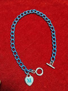 帶心形吊飾的藍色鏈條手鍊64230164734210110