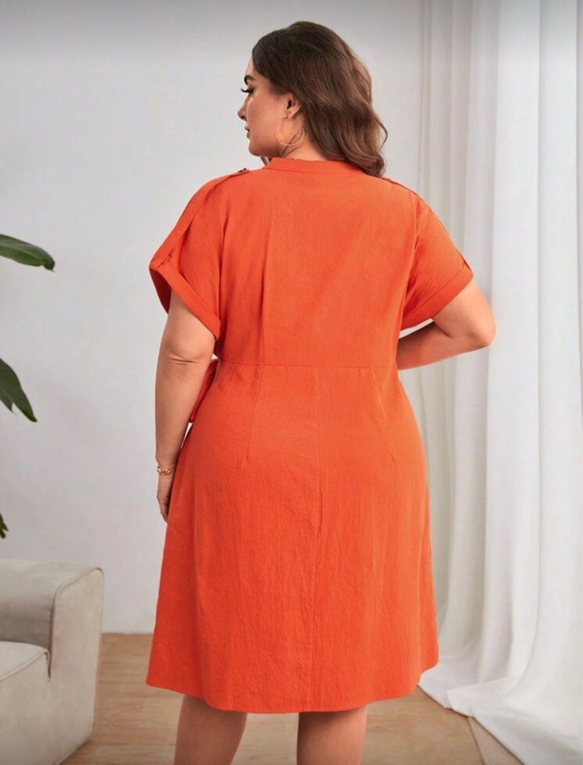 BNEW Shein Orange Wrap Dress (Category: Dresses) located in Muntinlupa City. Submitted by bisous.ph (Listing ID 1393489503, Image 2). Description: - M on tag - Color may vary slightly due to lighting - Brand new Location: Muntinlupa MOP: Gcash, BPI Shipping c/o buyer: Grab, Lalamove, Gogo Xpress No Sh0pee checkout.
