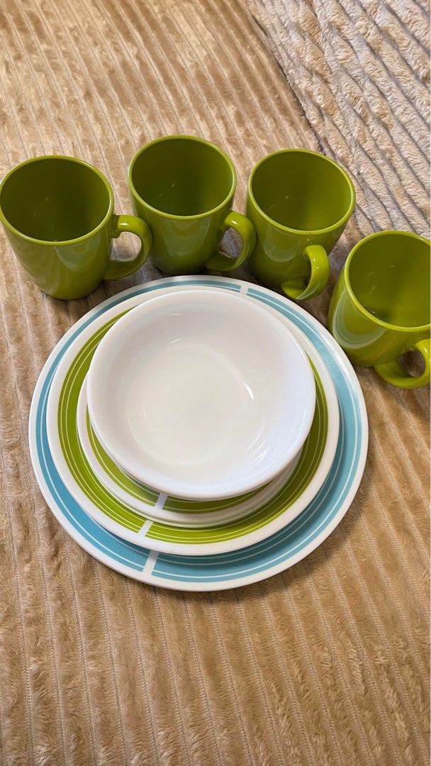 Corelle Memory Lane 16pc Plate set (Category: Dinnerware & Cutlery) located in Manila. Submitted by queensellsstuff (Listing ID 1393516777, Image 2). Description: 4 Dinner Plates 4 Saucers 4 Mugs 1 Serving Plate 3 Soup Bowls.