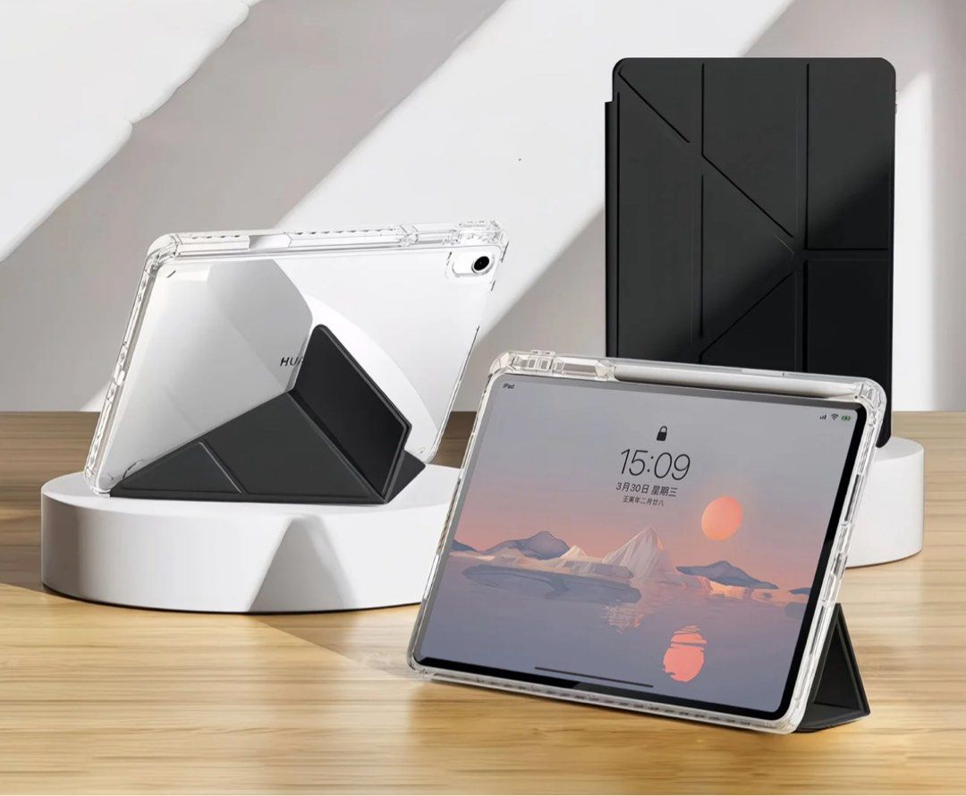 Foldable iPad Case - Multiple Viewing Angles (Category: Cases & Sleeves) located in Singapore. Submitted by colorful_toys (Listing ID 1393459293, Image 1). Description: - Compatible with iPad Air 4/5 and Pro 2020/2022. - Offers multiple viewing angles. - Perfect for video calls, watching videos, reading, and drawing. - Provides protection for your iPad..