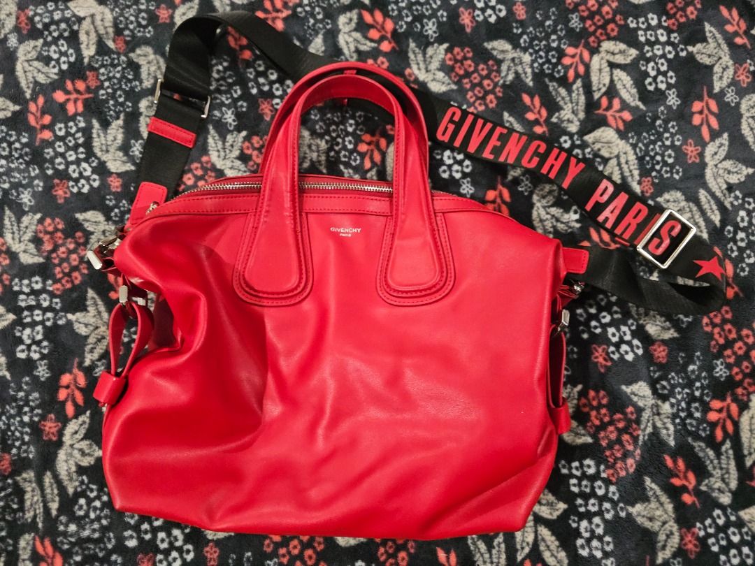 Givenchy Wax Calf Skin Nightingale Micro in Medium Red (Category: Luxury Bags & Wallets) located in Manila. Submitted by methanesky (Listing ID 1393524615, Image 2). Description: Gently used, VGUC LOGO strap Stored in a cool, dry place MADE IN ITALY Purchased from Chaffersph H 13in W 6.5in.