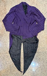 萬聖節服裝小丑紫色細條紋西裝連尾外套及背心64201858051713110