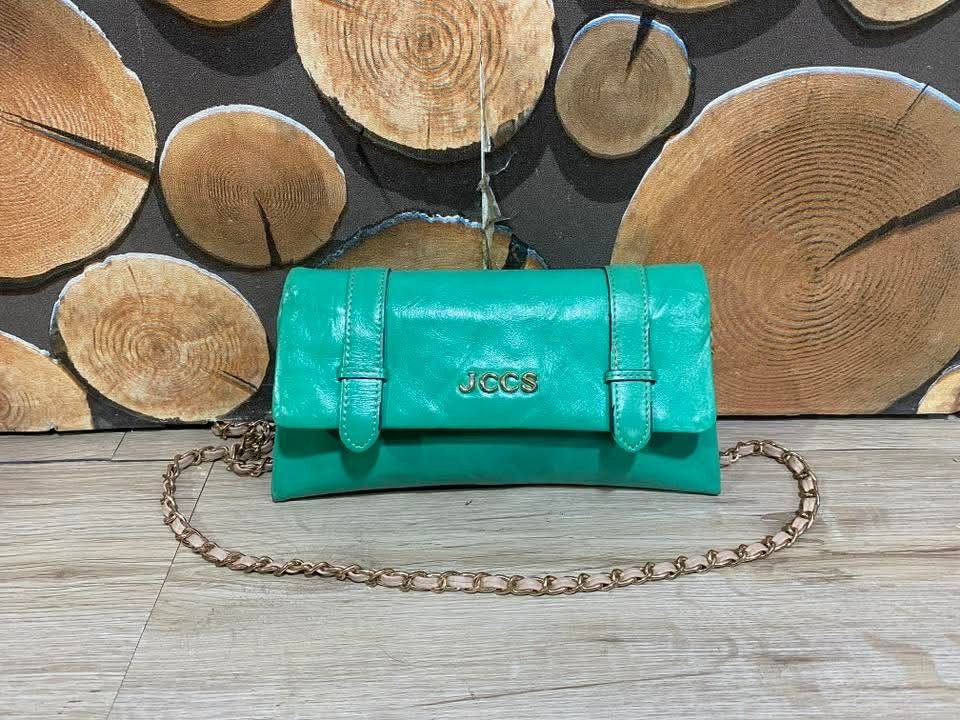 Jccs original leather green sling bag chain