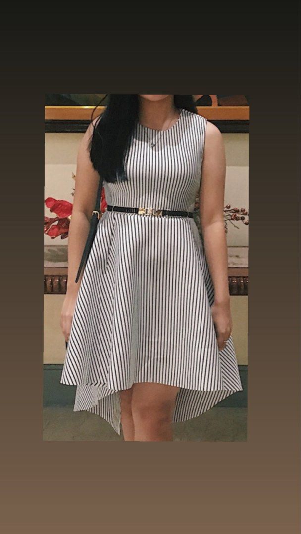 MAGS Striped hi-low dress (Category: Dresses) located in Davao. Submitted by sabrinarp (Listing ID 1393520405, Image 2). Description: - used once - belt not included - zipper on side - size M .