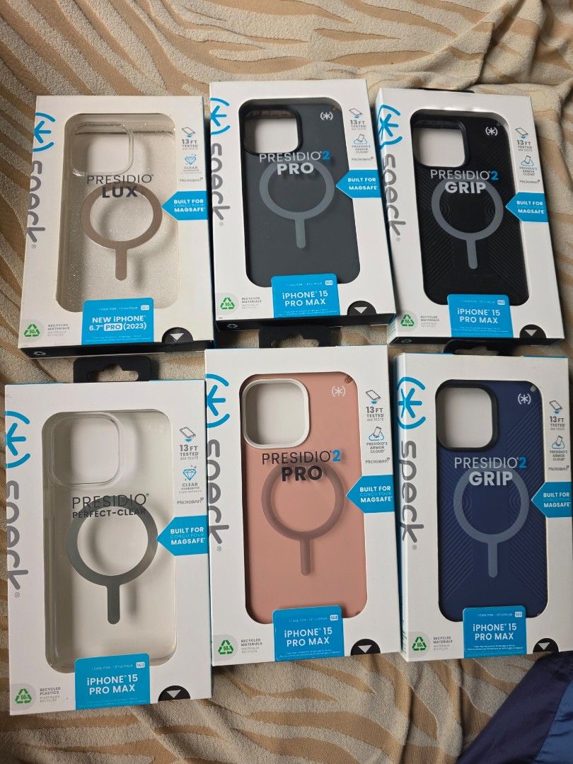 Speck case for iphone 15 pro max (Category: Cases & Sleeves) located in Las Pinas. Submitted by jhered (Listing ID 1393474207, Image 1). Description: Sale Brandnew Original With magsafe Sale for 1000 Las pinas area.