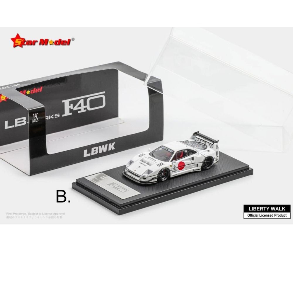 Star Model 1/64 Scale LBWK Liberty Walk F40 Open-Engine Hood White Base ...