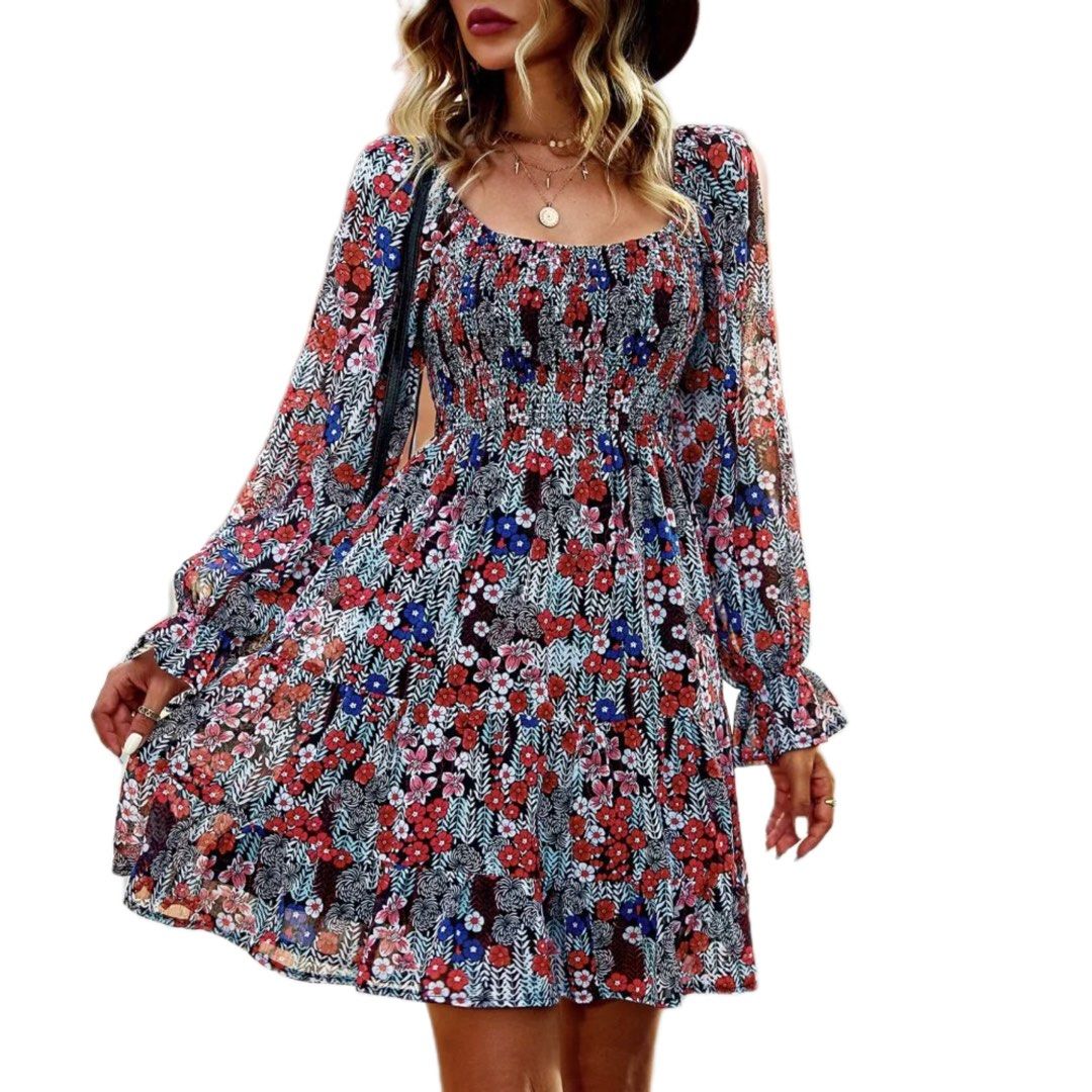 Two Way Floral Print Boho Mini Dress (Category: Dresses) located in Makati City. Submitted by veentaph (Listing ID 1393504254, Image 1). Description: - Fits M to XL - Very stretchy material - Can be worn off shoulder style or regular dress .