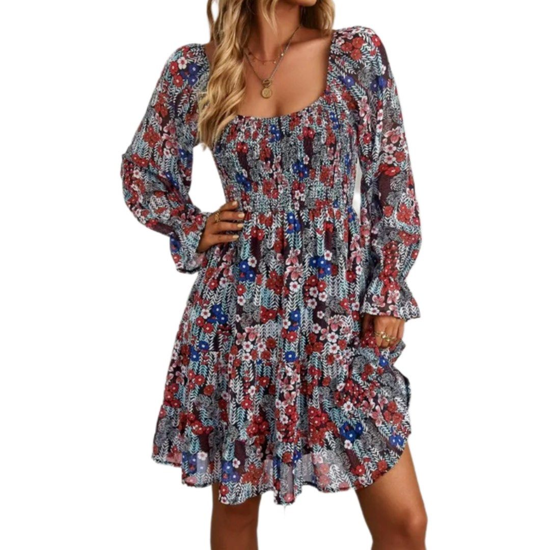 Two Way Floral Print Boho Mini Dress (Category: Dresses) located in Makati City. Submitted by veentaph (Listing ID 1393504254, Image 2). Description: - Fits M to XL - Very stretchy material - Can be worn off shoulder style or regular dress .