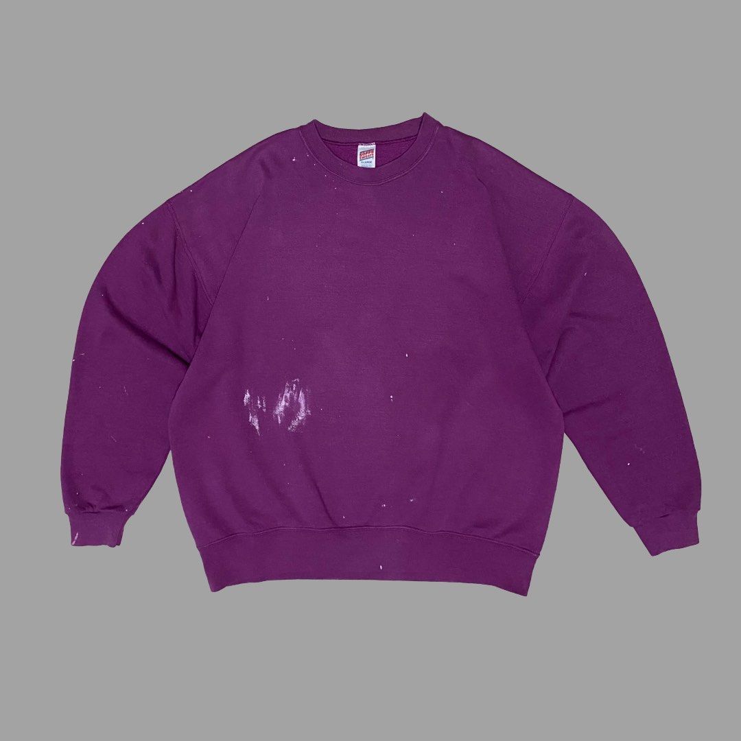 Vintage 90s Soffe Sweats Purple Pullover Sweater (Category: Coats, Jackets and Outerwear) located in Lubao. Submitted by bbyfleece (Listing ID 1393514044, Image 1). Description: Vintage 90s Soffe Sweats Purple Pullover Sweater XL on Soffe Sweats tag 26 W 27 L .