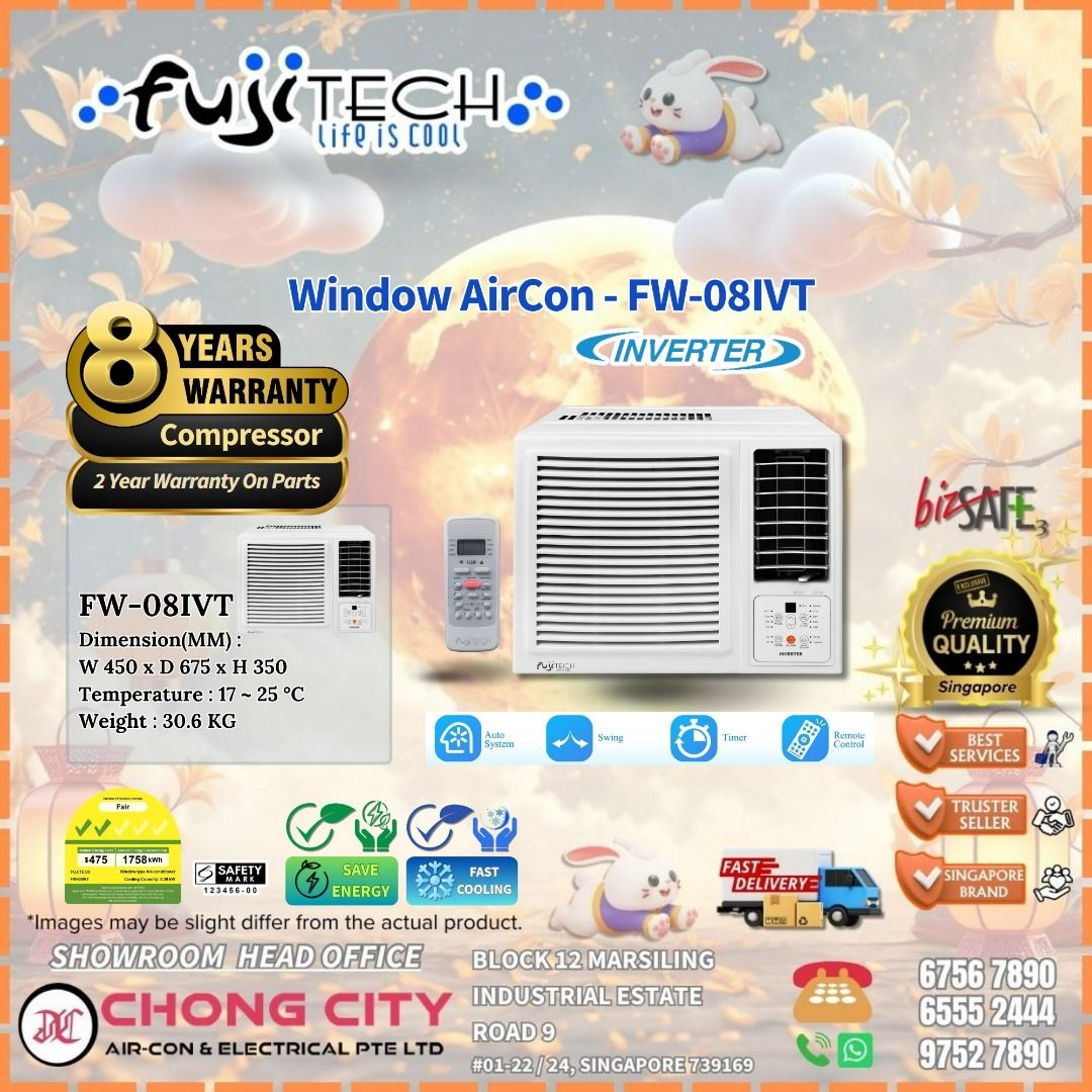 WINDOW AIRCON [FUJITECH] [FW-08IVT] [INVERTER] [Unit only] [NEW], TV ...