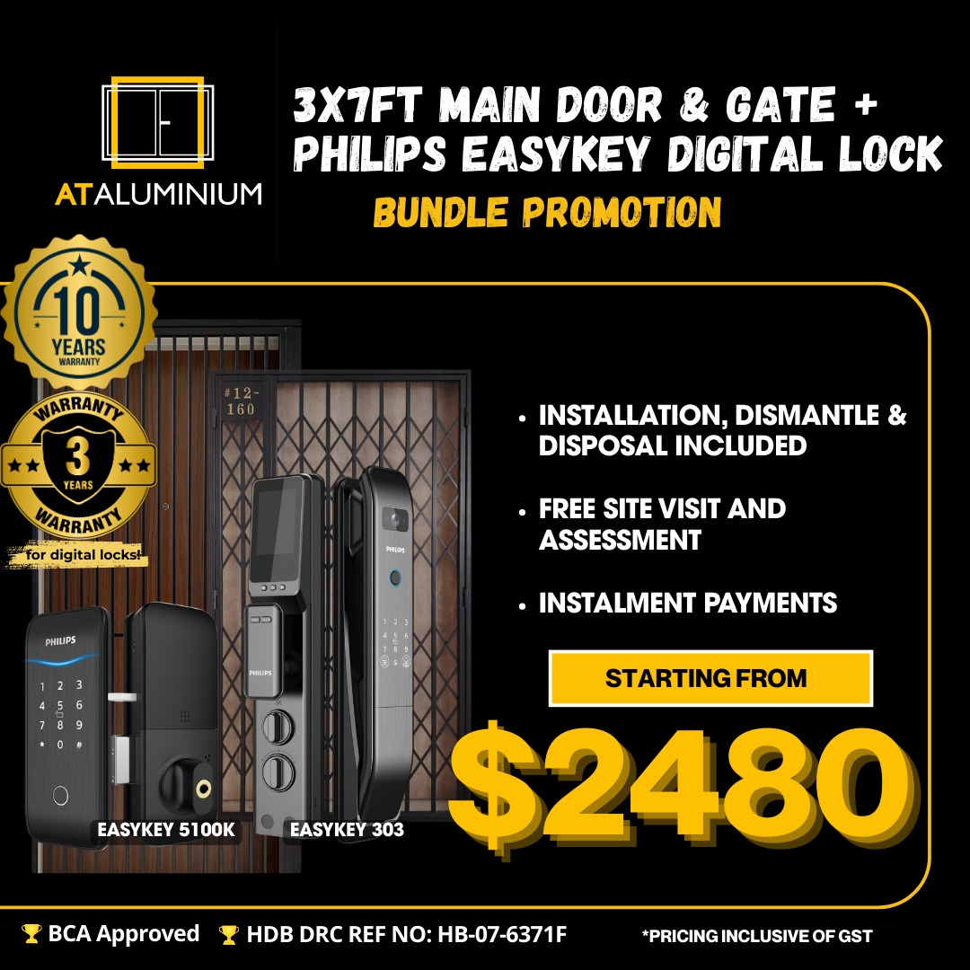 3x7ft Mild Steel Gate & Door + Philips 303 & 5100K Digital Lock ...