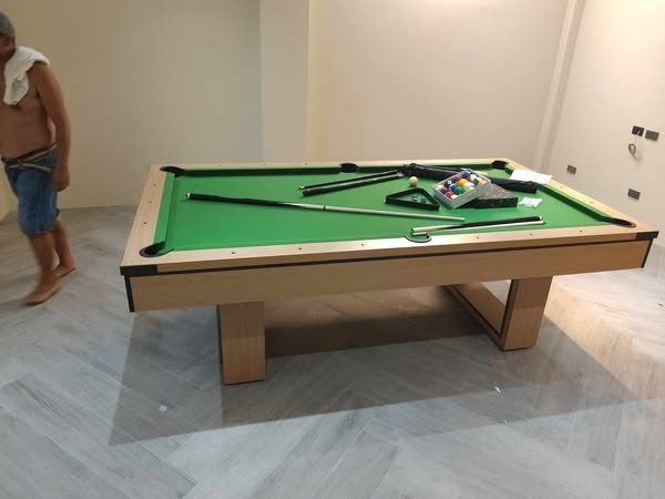 4X8 BILLIARD TABLE CREAM FOR SALE (Category: Billiards and Bowling) located in San Pablo. Submitted by vennisa.sportssupplies (Listing ID 1390241778, Image 3). Description: FOR SALE 4x8 ROME STYLE JUNIOR BILLIARD TABLE !! PHP 45,000 !! Material: MDF with PVC laminate , velvet felt, plastic, hardware Table : wooden color available Cloth: Blue Feature: 2021 New Fashion Design ACCESSORIES INCLUDED: ✔️2 Pcs Billiard Stick ✔️2 Pcs Billiard Chalk ✔️Bil
