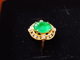 (Let's save 😊 Gold prices are rising, grab it quickly before the price hike!) Jadeite A-grade Diamond Ring Ice Type Vivid Green Gold Wire Vivid Green Oval K-Gold Ring 14k 585 Approximately Total 0.30ct Diamonds (Hong Kong Size 11.5) Approximate Size 12 x 15mm Oval Approx 9 x 6mm (Also have Shoushan Inkstone Tianhuang Purple Clay Teapot Moutai Hetian Mid-Autumn White Jade Rabbit Handbag Rhinestone Hair Accessories Travel Bag Olay Whitening Cream Korean Hand Cream Ballet Tutu Skirt and other specials, welcome to shop)64206603096323110
