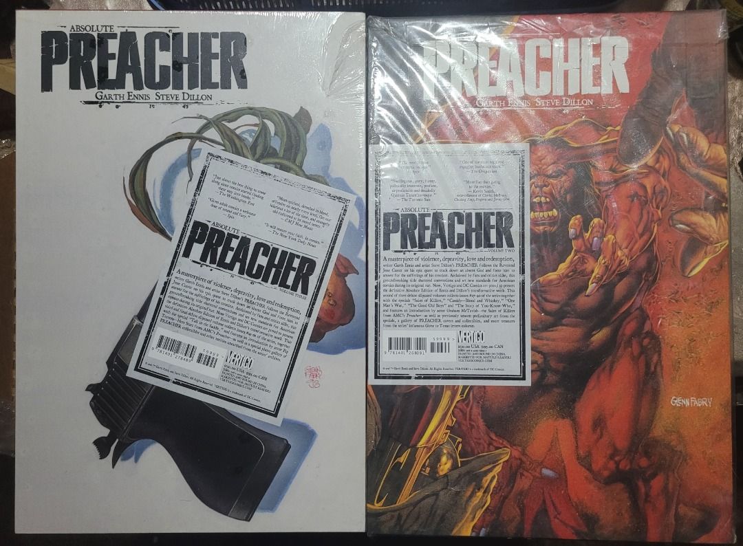 Absolute Preacher volumes 2 and 3 (Category: Storybooks) located in Manila. Submitted by gimsamonte (Listing ID 1390324690, Image 3). Description: Brand new, unopened. Comes with the brown shipping boxes. Retails for 8,000 each at Fullybooked..