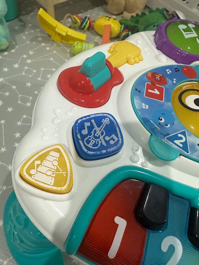 Baby Einstein Dicovering Music Activity Table (Category: Infant Playtime) located in Antipolo. Submitted by annavalasio (Listing ID 1390233236, Image 2). Description: Like new, onting fade lang since sinasanitize. Bought 3 months ago. Di na pinapansin ni LO. With box pa. I can send video na working pa lahat Recommended for 6 months and up Material/s: Plastic ​​Empowers baby to make their own magical music ​Ages up from sit & play to standing toy 